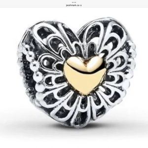 Pandora retired two tone heart charm Limited Editions